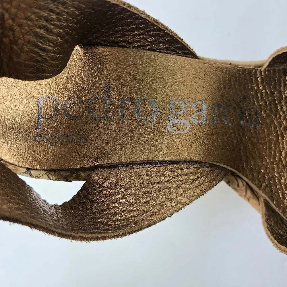 Pedro Garcia Tan Suede Ankle Strap Platform Espadrille Sandals
